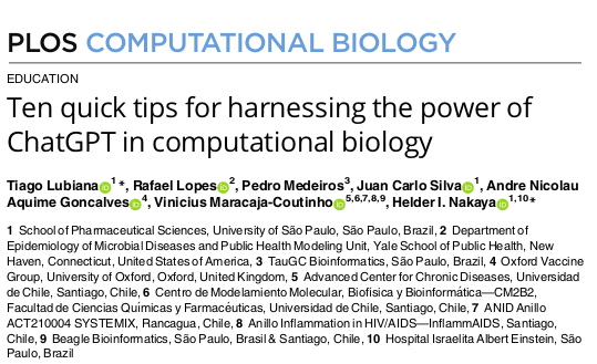 Ten quick tips for harnessing the power of ChatGPT in computational biology