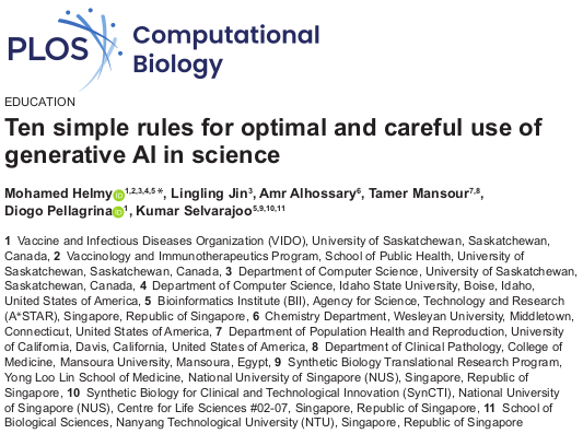 Ten simple rules for optimal and careful use of generative AI in science
